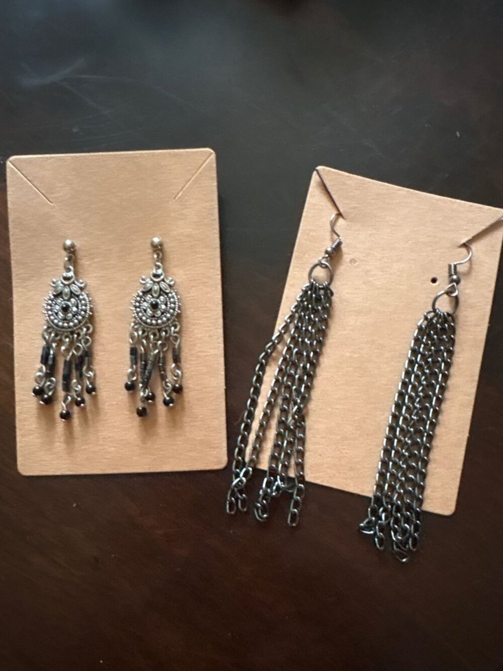 Boutique Gothic Boho Earring Bundle (2 Pairs) Chain Fringe & Chandelier